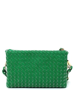 Fashion Woven Clutch Crossbody Bag WU112 GREEN